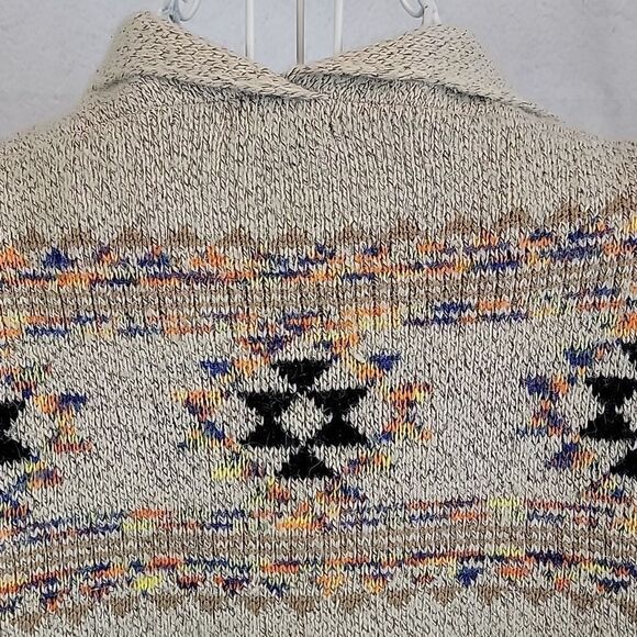 Debut Aztec print cardigan open front - beige Women's Size S/M - Picture 6 of 10